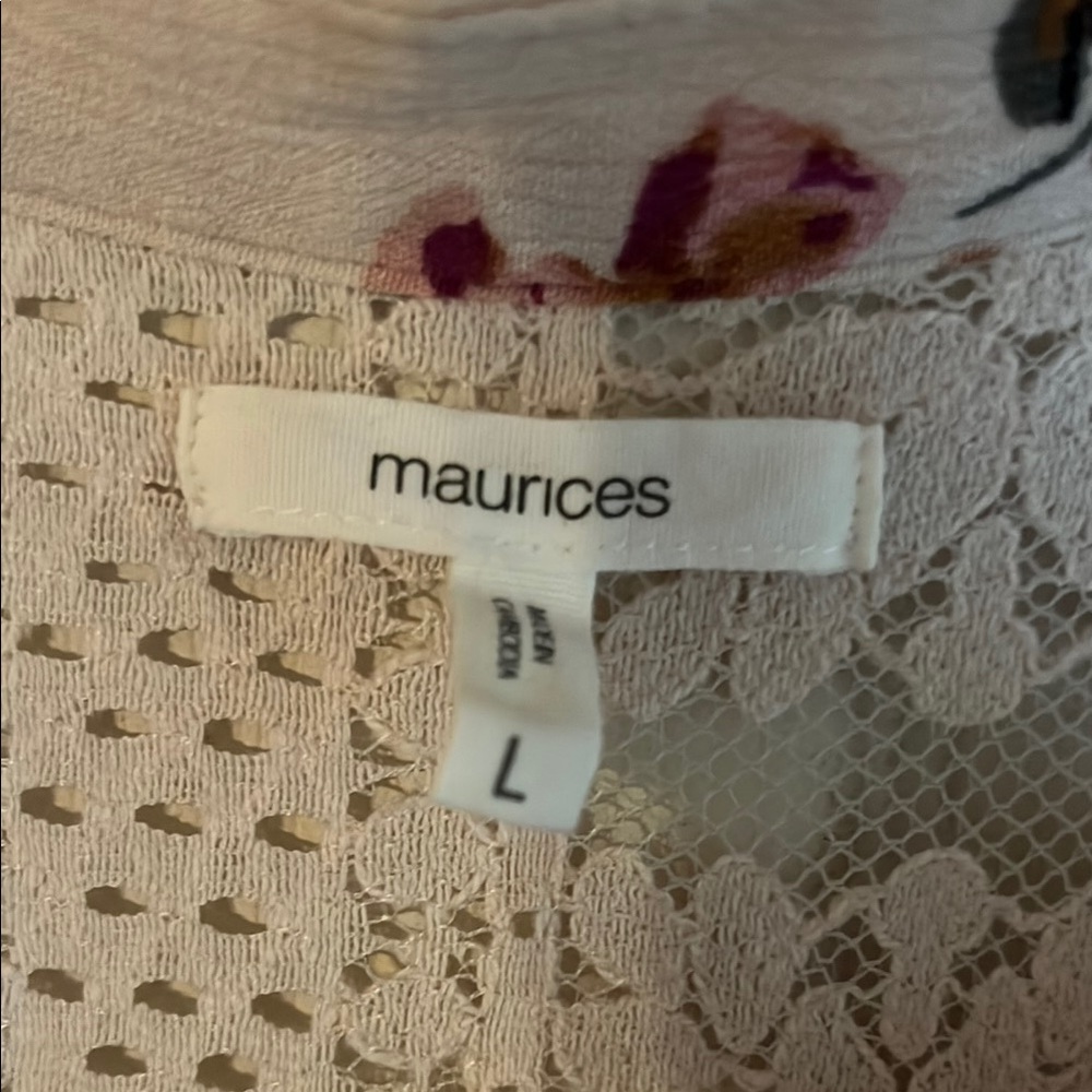 Maurices Floral Blouse with Lace Yoke - Picture 2 of 6
